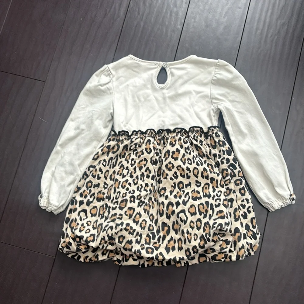 Maggie & Zoe Leopard print long sleeve dress 3T EUC